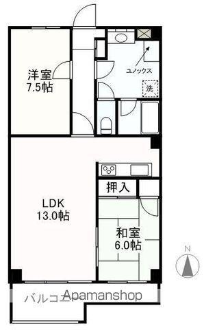 富士コーポ310号(2LDK/3階)の間取り写真