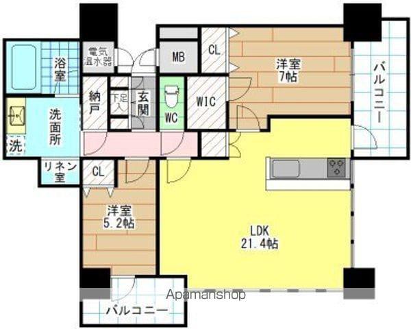小倉D.C.タワー(2LDK/24階)の間取り写真