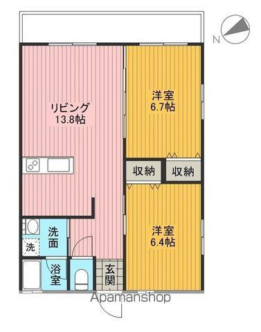 ワンピース1(2LDK/2階)の間取り写真