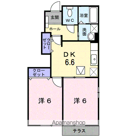 グレイスフルA(2DK/1階)の間取り写真