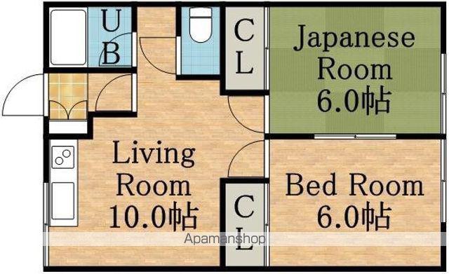 ハウスれいか(2LDK/2階)の間取り写真