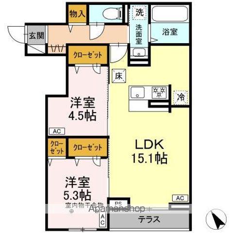 CLASSEUM連坊Ⅰ(2LDK/1階)の間取り写真