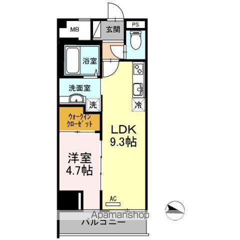 アロフト(1LDK/6階)の間取り写真