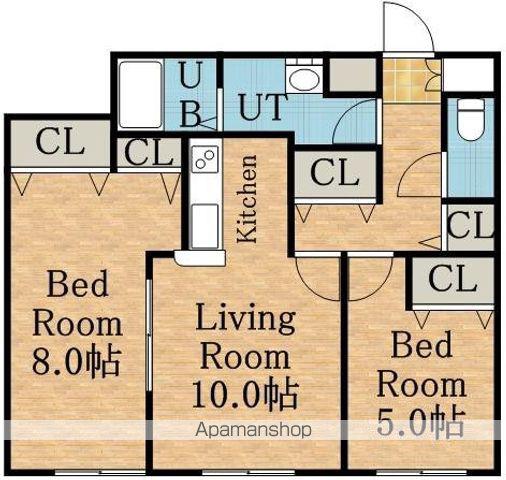KWビル壱番館(2LDK/7階)の間取り写真