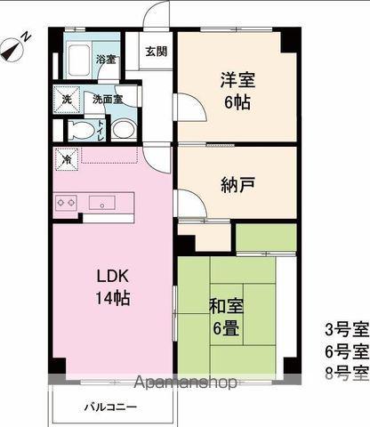 ダイアナ南幌ヒルズ壱番館(2LDK/5階)の間取り写真