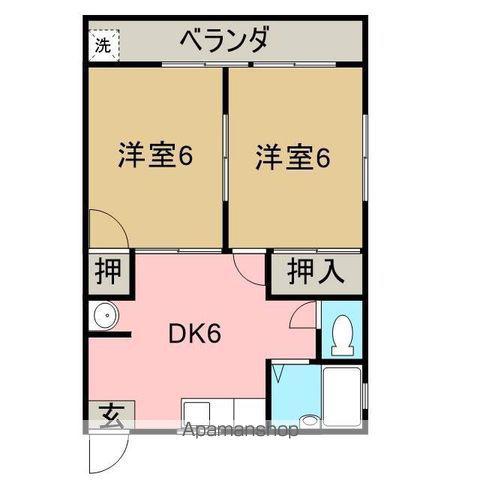 高見荘(2DK/1階)の間取り写真
