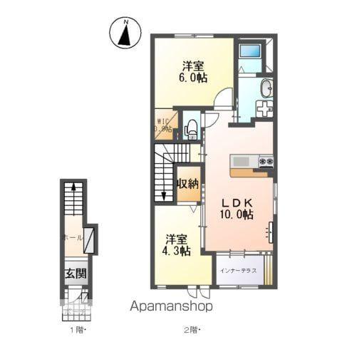 ラシュレ(2LDK/2階)の間取り写真