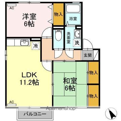 アネックスカガワ A・B棟(2LDK/2階)の間取り写真