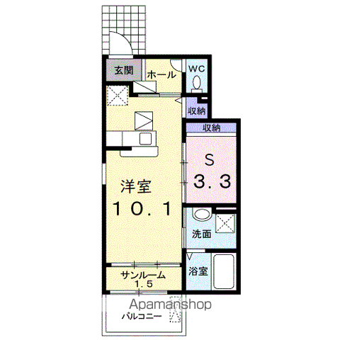 ジュエリースターA(1LDK/1階)の間取り写真