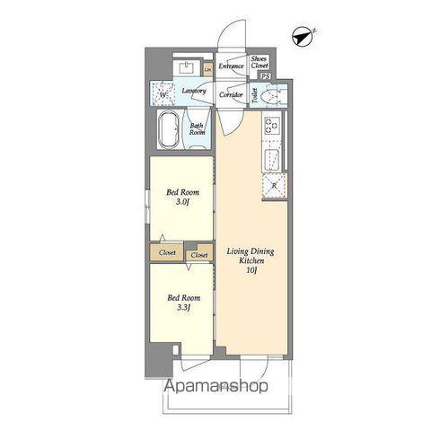 グランカーサ町屋Ⅱ(2LDK/4階)の間取り写真