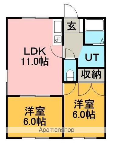 メモリアルハイツⅠ(2LDK/3階)の間取り写真