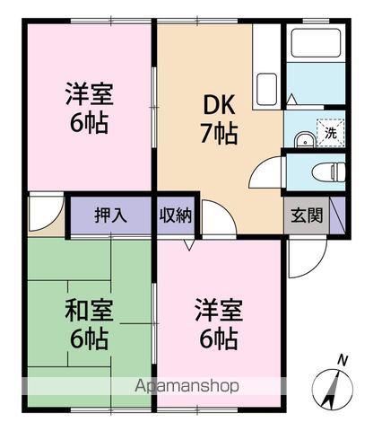 サンビレッジイシウラ(3DK/1階)の間取り写真