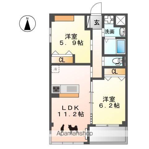 ACROSSタウン(2LDK/3階)の間取り写真