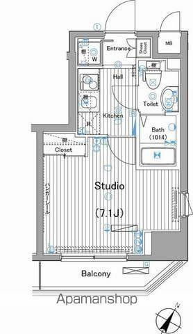 ガーラ・シティ渋谷幡ヶ谷(1K/5階)の間取り写真