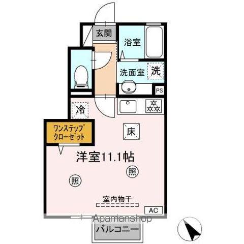 アップルガーデンD(ワンルーム/1階)の間取り写真