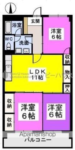 コーポ宮内(3LDK/4階)の間取り写真