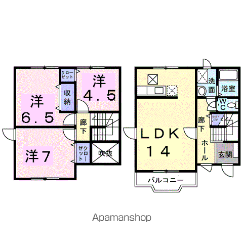 コーモド カーサ(3LDK/1階)の間取り写真