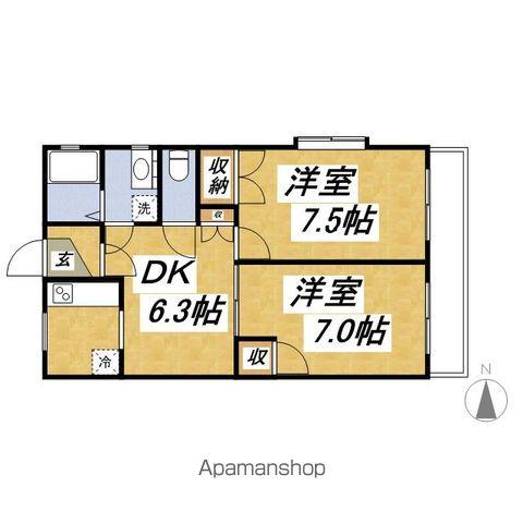 ウエスト21(2DK/2階)の間取り写真