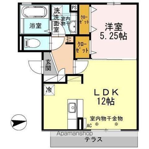 ＩＲいしかわ鉄道 野々市駅(ＩＲ) 徒歩13分 3階建 築14年(1LDK/1階)の間取り写真