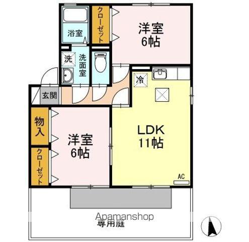 サン・スクエアA(2LDK/1階)の間取り写真