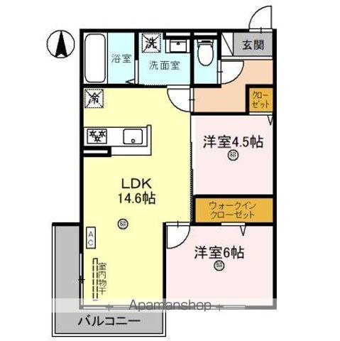 PALAIS POIRE B棟(2LDK/2階)の間取り写真