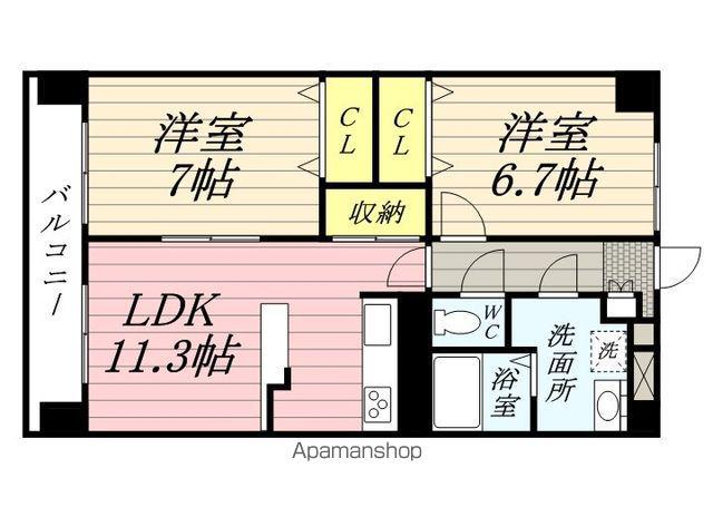 メルベーユ(2LDK/1階)の間取り写真