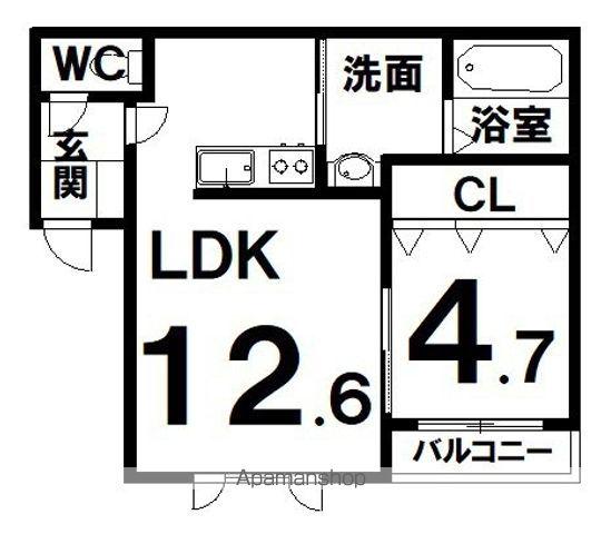 ステラⅠ(1LDK/1階)の間取り写真