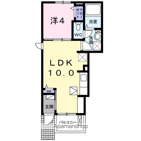 メゾンディオール ⅢA(1LDK/1階)の間取り写真