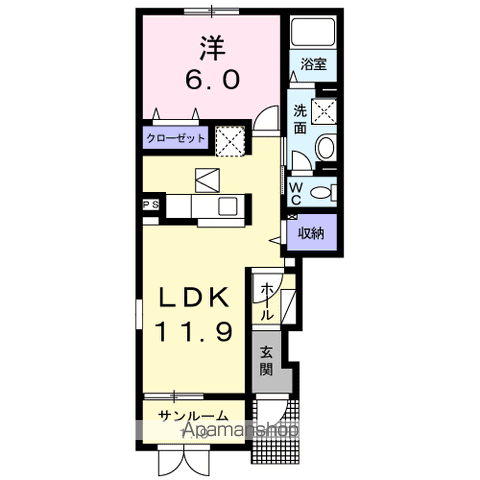 グレースB(1LDK/1階)の間取り写真