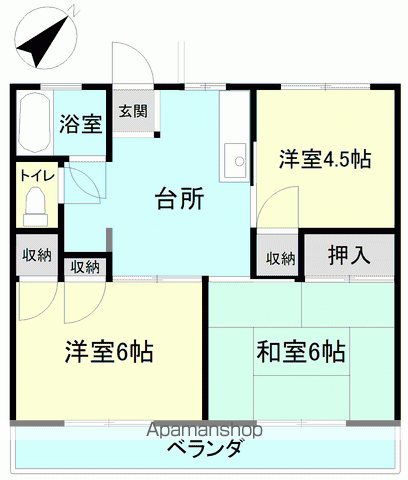 ヒルズ21鶴見坦(3DK/4階)の間取り写真