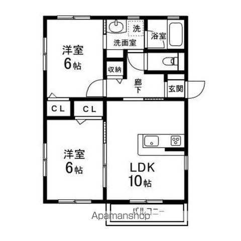 ウッディランド壱番館(2LDK/2階)の間取り写真