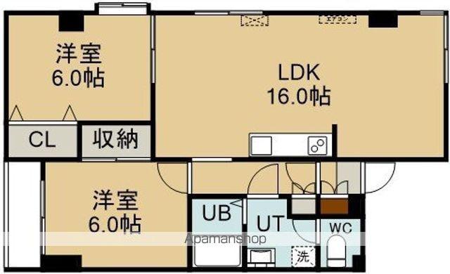 リヴァーサイド(2LDK/4階)の間取り写真