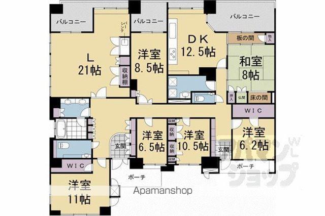 プレティナージュ御池東洞院(6LDK/13階)の間取り写真
