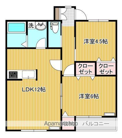 グランレーヴB(2LDK/1階)の間取り写真