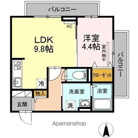 シュヴァル・ドゥーズ(1LDK/2階)の間取り写真