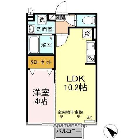 セジュール大川A棟(1LDK/2階)の間取り写真