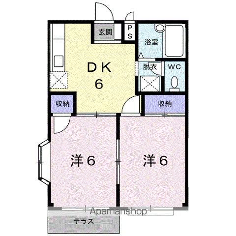 エルディムのぞみⅡ(2DK/1階)の間取り写真