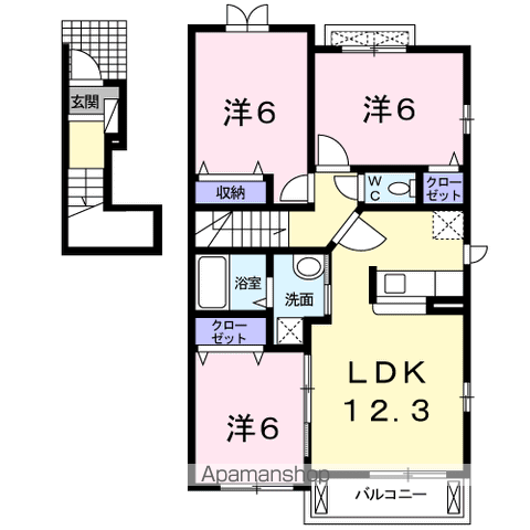 イマーブル東光(3LDK/2階)の間取り写真