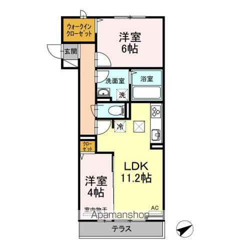 ジェルメⅡ(2LDK/1階)の間取り写真
