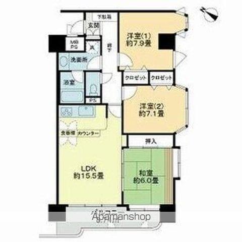 ライオンズプラザ北仙台(3LDK/9階)の間取り写真