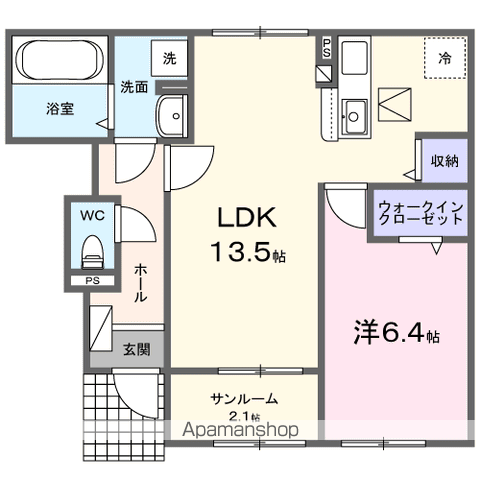 アルコバレーノⅡ(1LDK/1階)の間取り写真