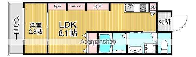 エヌエムキャトフヴァンキャトルズ(1LDK/1階)の間取り写真