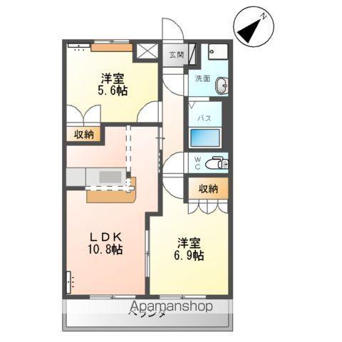 カームハイツ(2LDK/2階)の間取り写真