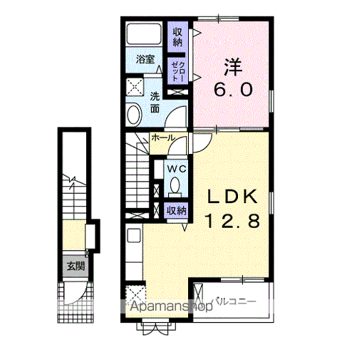 ラフィナ-ト(1LDK/2階)の間取り写真