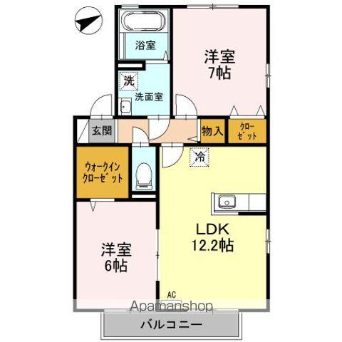 リビングタウン宇多津 C棟(2LDK/2階)の間取り写真