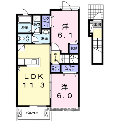カミレB(2LDK/2階)の間取り写真