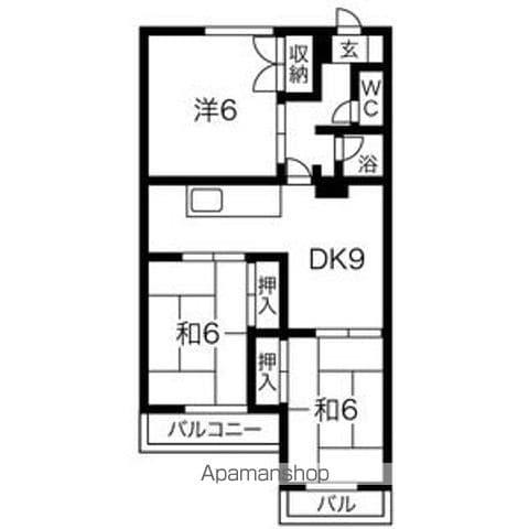 コーニッシュ西中島(3DK/7階)の間取り写真