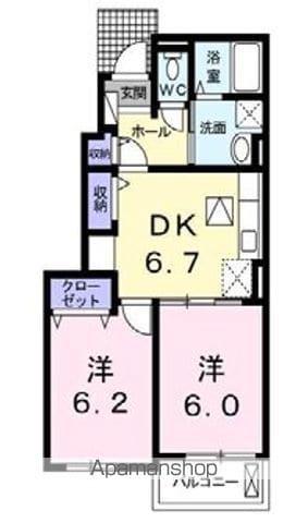 シャインガーデン(2DK/1階)の間取り写真