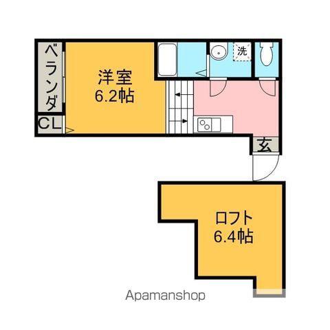 アップルハイム(1K/2階)の間取り写真