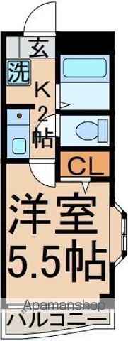 アーバンシティ宝蔵橋(1K/2階)の間取り写真